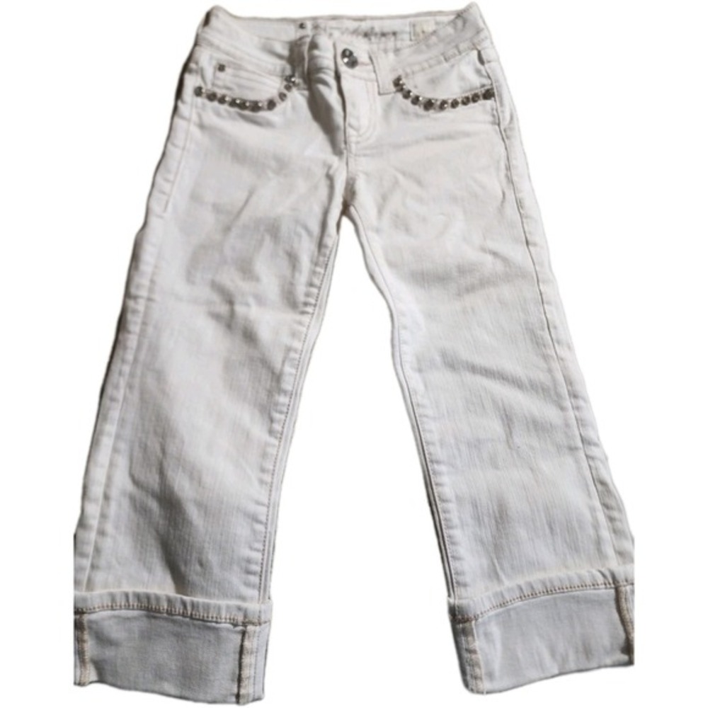 LA Idol White Bedazzled Capri‎ Pants Size 1